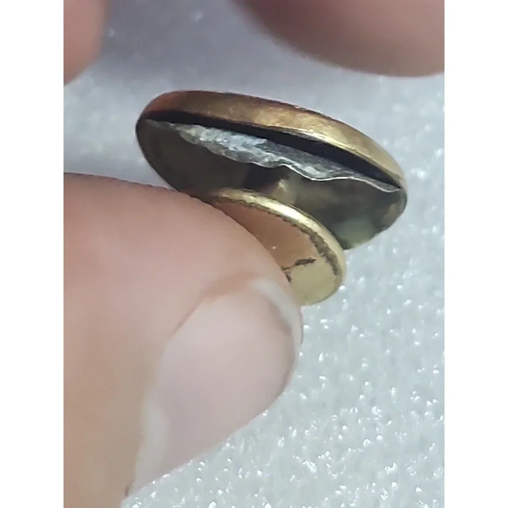 Vintage Brass Tone Etched Floral Metal Button ¾” Shank Art Nouveau Style - Picture 6 of 10